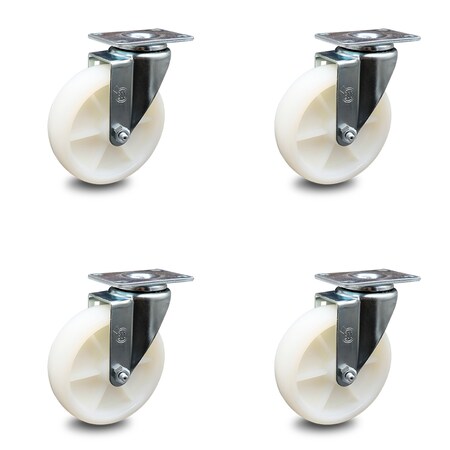 Service Caster 5 Inch Nylon Wheel Swivel Top Plate Caster Set SCC-20S514-NYS-4